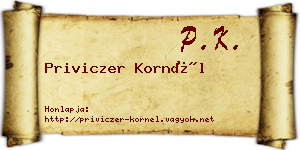 Priviczer Kornél névjegykártya